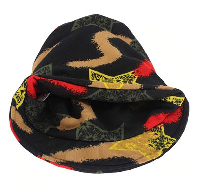 Front view of Dreadz Soft Cotton Peaked Brim Beanie Hat (AL-160 Black Abstract)