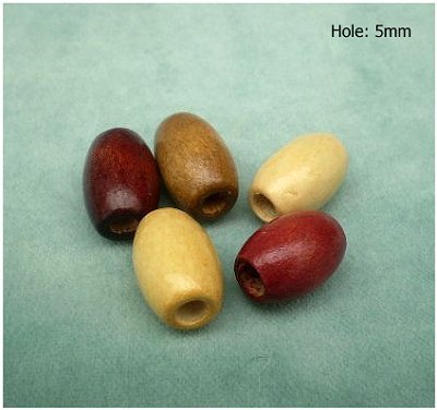 Dreadz Brown Wooden Oval Dreadlock Hair Beads (5mm Hole) x 5 Bead Pack