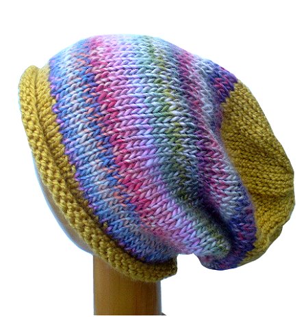 Dreadz Rolled Brim Slouchy Beanie Hat AW_19_04 (Yellow/Multi)