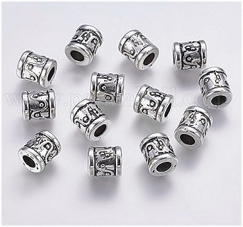 Dreadz Silver Drum Dreadlock Hair Beads (5mm Hole) x 3 Bead Pack