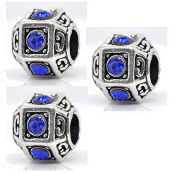 Dreadz Blue & Silver Polyhedron Dreadlock Hair Beads (5mm Hole) x 3 Bead Pack
