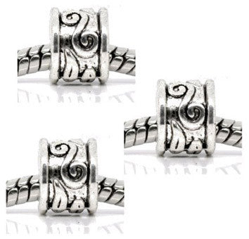 Dreadz Silver Scroll Pattern Dreadlock Hair Beads (5mm Hole) x 3 Bead Pack