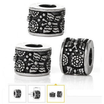 Dreadz Antique Silver Butterfly/Flower Pattern Dreadlock Hair Beads (5mm Hole) x 3 Bead Pack