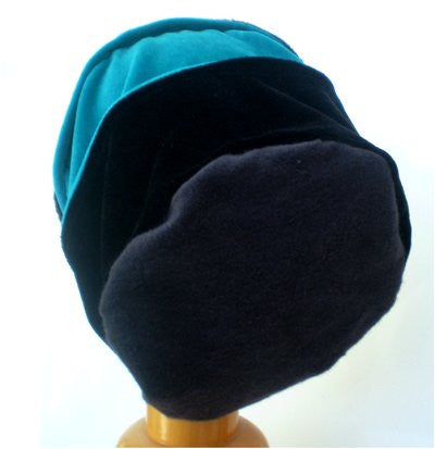 Dreadz Velvet & Fleece Tam/Beanie Hat (Grey Fleece/Black and Aqua Velvet)