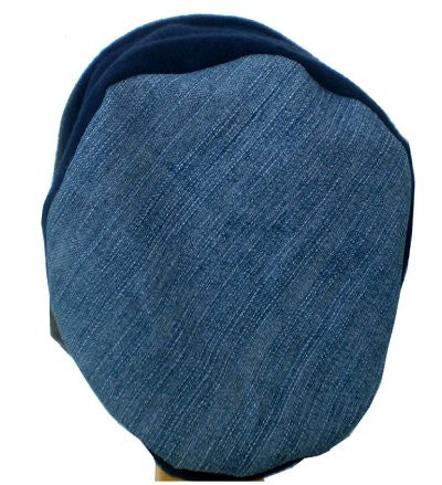 Dreadz Velvet & Fleece Tam/Beanie Hat (Navy Fleece/Green Velvet/Denim)