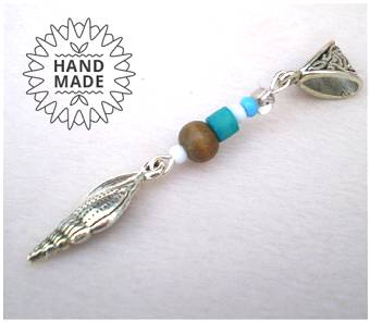 Dreadz Silver Shell Dangle Dreadlock Hair Bead (5mm Hole) (D_09) x 1
