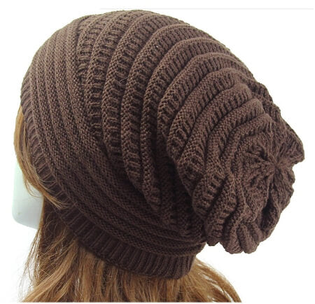 Dreadz Slouchy Ribbed Brown Dreadlock Beanie Hat, code AL-2021_A, displayed on mannequin's head, shown from left behind view