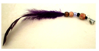 Dreadz Natural Purple Feather Dangle Dreadlock Hair Bead with 5mm silver bail hole