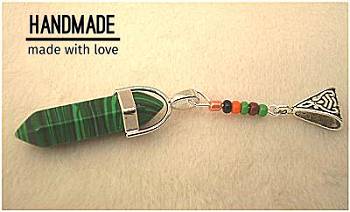 Dreadz Silver Bail Malachite Gemstone Dangle Dreadlock Hair Bead (5mm Hole) (GE-4) x 1