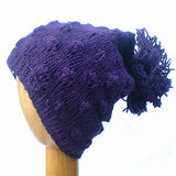 Dreadz Fair Trade Fleece Lined Slouch Beanie Hat with Bobble (Purple)