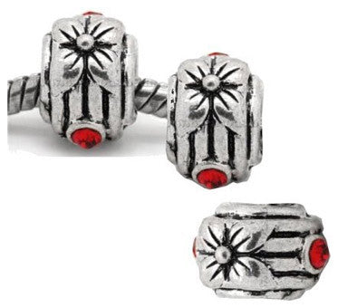 Dreadz Silver with Red Jewel Dreadlock Hair Beads (5mm Hole) x 3 Bead Pack