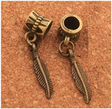 Dreadz Bronze Feather Dangle Dreadlock Hair Beads (5mm Hole) x 2 Bead Pack