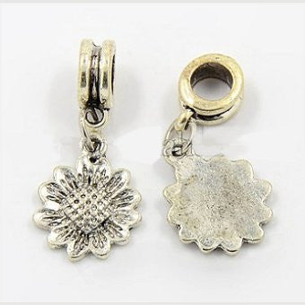 Dreadz Silver Sunflower Dangle Dreadlock Hair Beads (5mm Hole) x 1 Bead