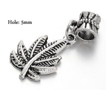 Dreadz Silver Leaf Dangle Hair Bead (5mm Hole) x 1 Bead
