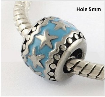 Dreadz Silver & Blue Enamel Star Dreadlock Hair Beads (Hole 5mm) x 1 Bead