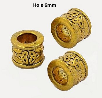 Dreadz Gold Celtic Knot Dreadlock Hair Beads (6mm Hole) x 3 Bead Pack