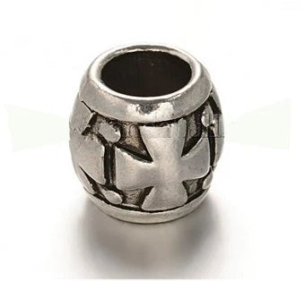 Dreadz Silver Viking Style Hair Beads (6mm Hole) x 3 Bead Pack
