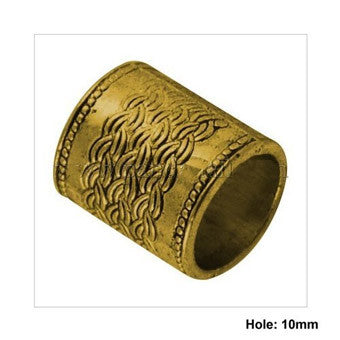Dreadz Antique Gold Twist Pattern Large Dreadlock Hair Beads (10mm Hole) x 1 Bead
