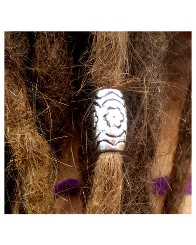 Dreadz Antique Silver Acrylic Tribal Hair Beads 6mm Hole x 3 Bead Pack