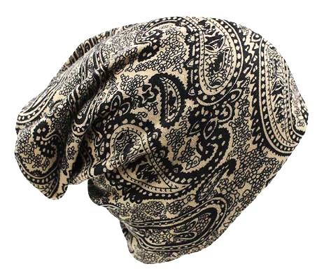 Dreadz 3-in-1 Multi-Function Tubular Dreadlock Beanie/Headwrap/Neckwarmer (Paisley - Black/Beige)