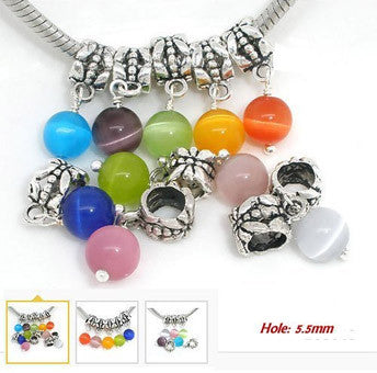 Dreadz Cat's Eye Glass Dangle Dreadlock Hair Beads (5.5mm Hole) x 1 Bead (White)
