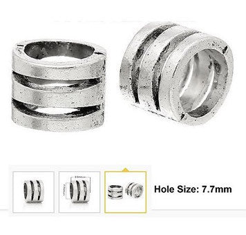 Dreadz Silver Hollow Spiral Tube Large Dreadlock Hair Beads (7.7mm Hole) x 1 Bead