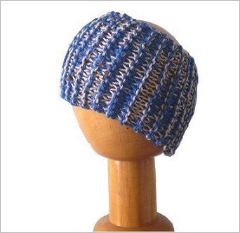 Dreadz Chunky Knitted Head Band / Tube Blue/Cream