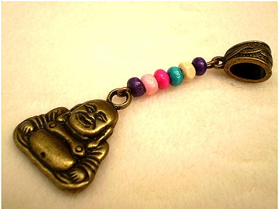 Bronze Buddha Dangle Dreadlock Hair Bead (5mm Hole) (D_30) x 1