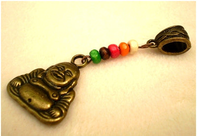 Bronze Buddha Dangle Dreadlock Hair Bead (5mm Hole) (D_31) x 1