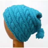 Dreadz Fair Trade Fleece Lined Cable Beanie Hat with Bobbles (Blue)