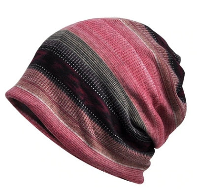 Dreadz 3-in-1 Multi-Function Tubular Beanie/Headwrap/Neckwarmer (Thick Striped - Pink/Dark Grey)