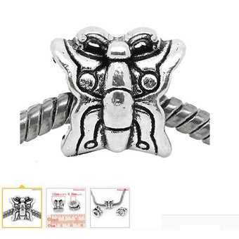 Dreadz Antique Silver Butterfly Dreadlock Hair Beads (5mm Hole) x 3 Bead Pack