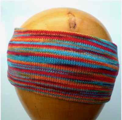 Dreadz Fair Trade Multi Coloured Striped Headband Narrow (Aqua Blue/Orange)
