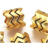 Dreadz Gold Zig Zag Dreadlock Hair Beads (9mm Hole) PH-FF x 1 Bead - several beads displayed against a white background
