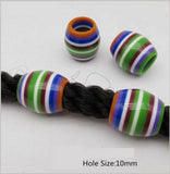 Dreadz Large Striped Acrylic Barrel Dreadlock Hair Beads (10mm Hole) (AL-751) x 1 Bead