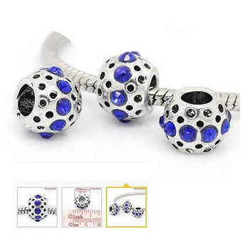 Dreadz Silver and Blue Jewel Dreadlock Hair Beads (5mm Hole) x 3 Bead Pack