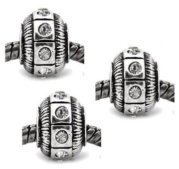 Dreadz Silver & Clear Jewel Dreadlock Hair Beads (5mm Hole) x 3 Bead Pack