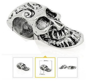 Dreadz Silver Skull Halloween Dreadlock Hair Beads (7mm Hole) x 1 Bead
