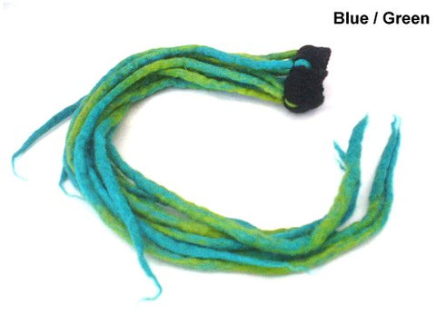 Dreadz Felt Dreadlocks Scrunchie with LONG Felted Dreadfalls (Blue/Green)