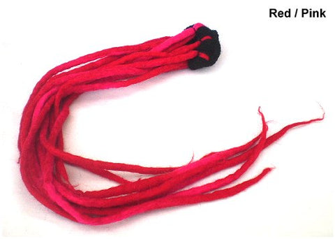 Dreadz Felt Dreadlocks Scrunchie with LONG Felted Dreadfalls (Red/Pink)