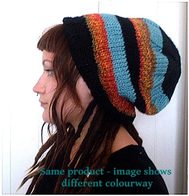Dreadz Hand Knitted Slouchy Ribbed Brim Beanie Hat