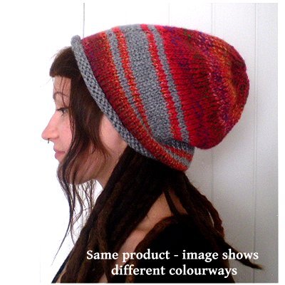 Dreadz Hand Knitted Rolled Brim Slouchy Beanie Hat AW