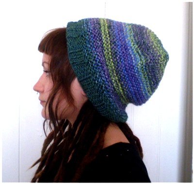 Dreadz Multi Coloured Slouchy Ribbed Brim Beanie Hat (Colour #9112)