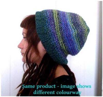 Dreadz Multi Coloured Slouchy Ribbed Brim Beanie Hat