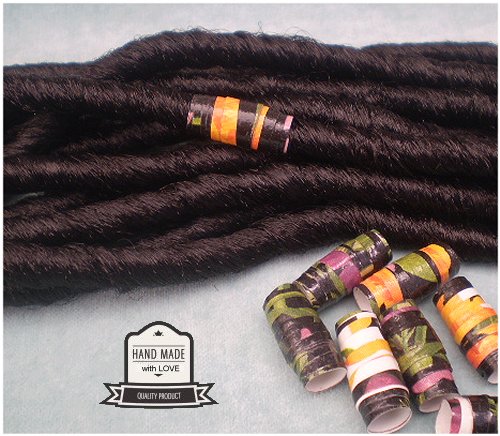 Dreadz Handmade Glazed Recycled Paper Hair Beads (8mm Hole) x 1 Bead (#33)