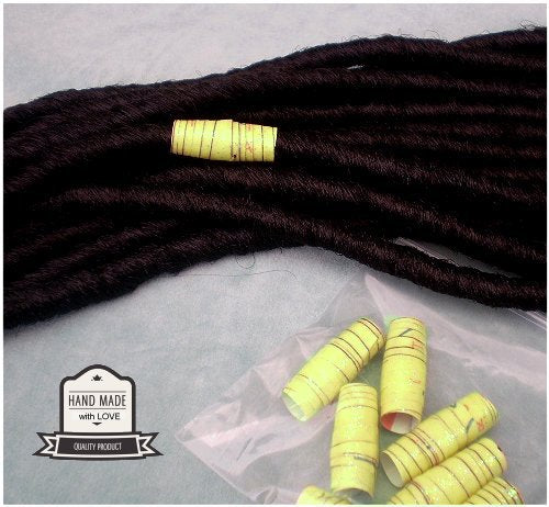 Dreadz Handmade Glazed Recycled Paper Hair Beads (8mm Hole) x 1 Bead (#42)