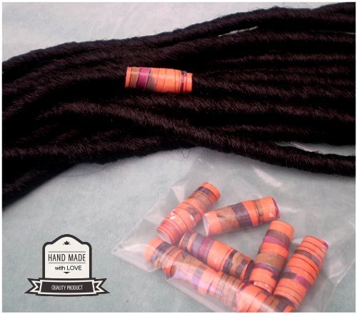 Dreadz Handmade Glazed Recycled Paper Hair Beads (8mm Hole) x 1 Bead (#43)