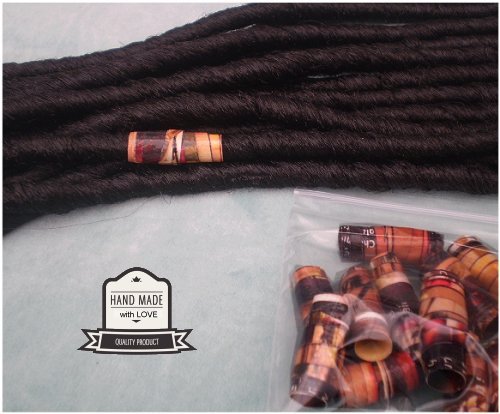 Dreadz Handmade Glazed Recycled Paper Hair Beads (8mm Hole) x 1 Bead (#46)