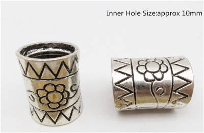 Dreadz Silver Metal Flower Tube Dreadlock Hair Beads (Hole 10mm) x 1 Bead