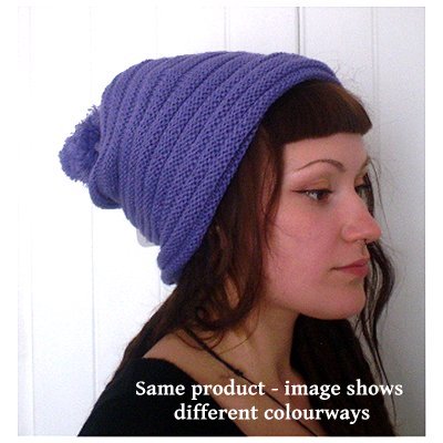 Dreadz Ribbed Slouchy Bobble Beanie Hat
